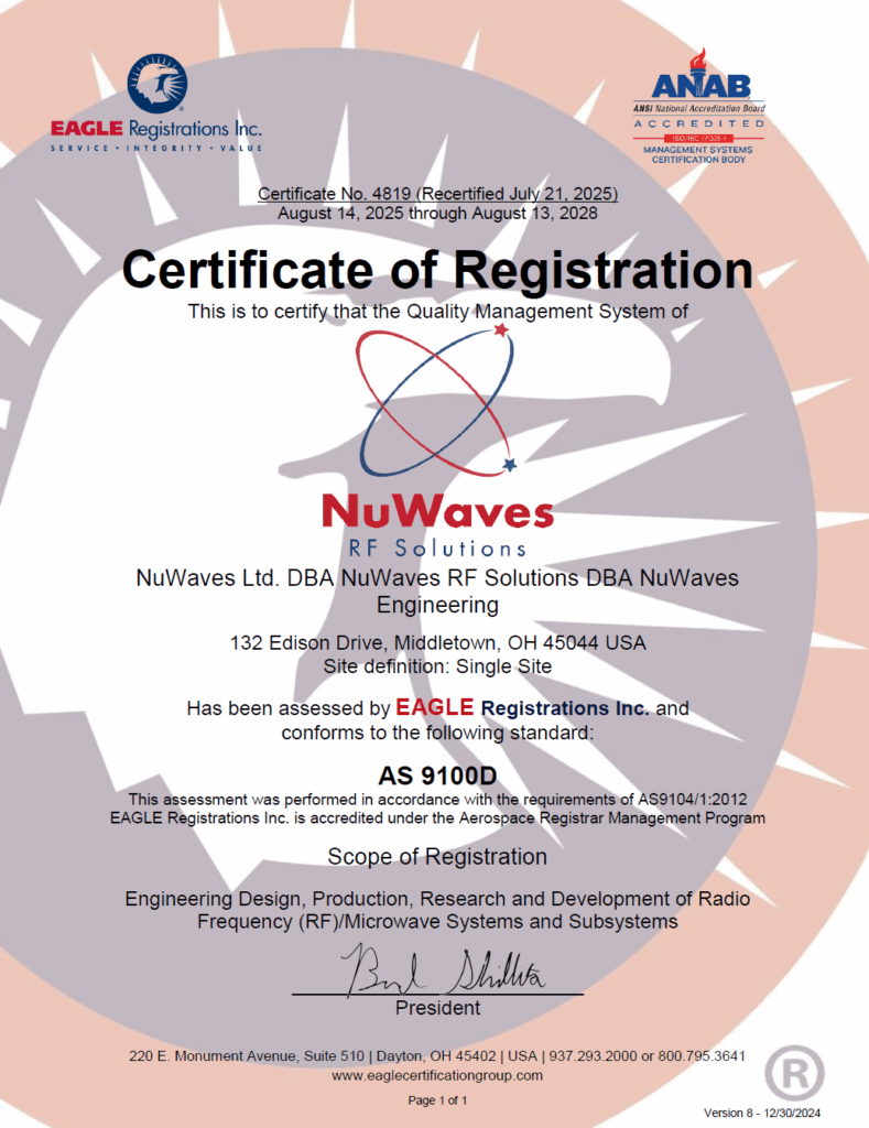 2028 As9100 Cert - Nuwaves Rf Solutions