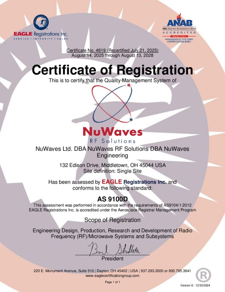 Nuwaves As9100d Cert Expires 2028 - Nuwaves Rf Solutions