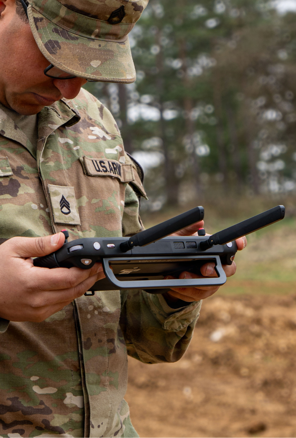 Operator controlling a drone in the field